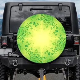 Luminous Green Yellow Gradient Abstract Shapes - Vehicle Accessory Gift Spare Tire Cover