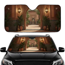 Moroccan Archway Courtyard Lanterns Tropical Plants Mosaic Tiles Carved Wood Car Sunshade
