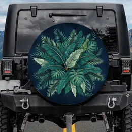 Banana Palm Monstera Tropical Leaves Gold Accents Spare Tire Cover