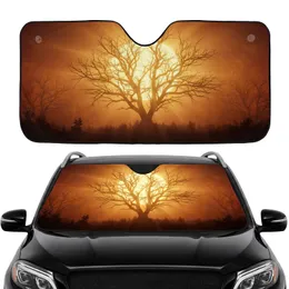 Golden Hour Radiant Sun Bare Tree Branches Silhouette - Nature Lover Gift Car Sunshade