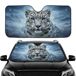 Majestic Snow Leopard Electric Blue Eyes Icy Mountains Mist - Wildlife Lover Gift Car Sunshade