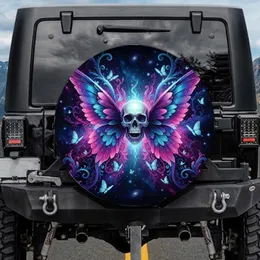 Skull Butterfly Wings Cosmic Nebula Swirling Energy Starry Sky - Automotive Decor Gift Spare Tire Cover