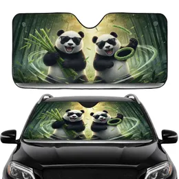 Smiling Pandas Bamboo Forest Verdant Canopy - Wildlife Lover Gift for Panda Fan Car Sunshade