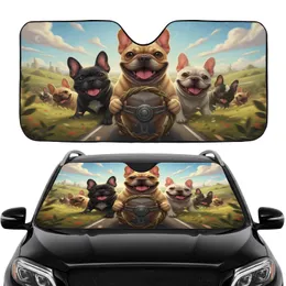 French Bulldogs Road Trip Landscape - Car Adventure Essentials for French Bulldog Lover Car Sunshade