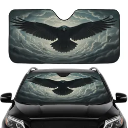 Black Raven Soaring Cloudscape - Wildlife Lover Gift for Bird Watchers Car Sunshade