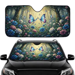 Luminescent Butterflies Fantastical Flowers Ancient Forest - Nature Lover Gift Car Sunshade