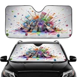Paint Cans Paintbrushes Splatters Colorful Art Supplies - Creative Studio Gift for Artists Car Sunshade