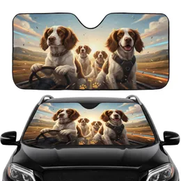 Traveling Springer Spaniel Dogs Sun-Drenched Landscape - Open Road Adventure Dog Lover Gift Car Sunshade