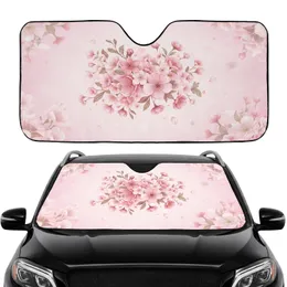 Delicate Pink Blush Cherry Blossom Daisy Flowers Leafy Bloom Car Sunshade