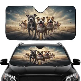Joyful Pit Bull Pack Energetic Road Trip Adventure - Dog Lover Gift Car Sunshade