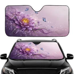 Purple Lotus Lavender Butterflies - Decor Gift for Yoga Lover Car Sunshade