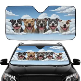 Smiling Pitbull Dogs Sky Blue Clouds - Dog Lover Car Accessory Gift Car Sunshade