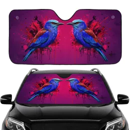 Tropical Birds with Feathers, Beaks, Eyes and Splatters - Wildlife Lover Gift Car Sunshade