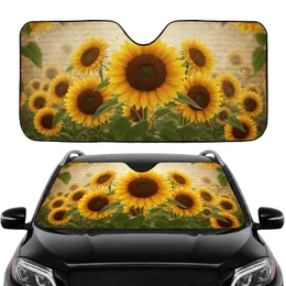 Sunflowers Aged Parchment Script - Farmhouse Decor Gift for Sunflower Lover Car Sunshade