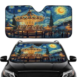 Glowing Vintage Carousel Carnival Starry Night Moon Car Sunshade