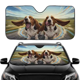 Basset Hounds Yawning Licking Nose Travel Essentials Dog Lover Gift Car Sunshade