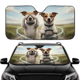 Surprised & Confident Jack Russell Terriers Car Road Trip - Dog Lover Gift Car Sunshade