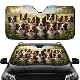 Joyful Border Collies Sunlit Field Rolling Hills - Dog Lover Pet Owner Gift Car Sunshade