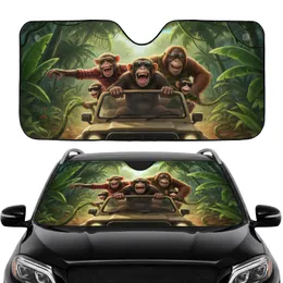 Four Monkeys Laughing Safari Vehicle Jungle Tropical Canopy - Adventure Lover Gift Car Sunshade