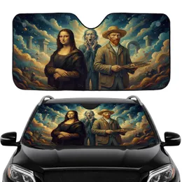 Mona Lisa Scream Van Gogh Artistic Journey Car Sunshade