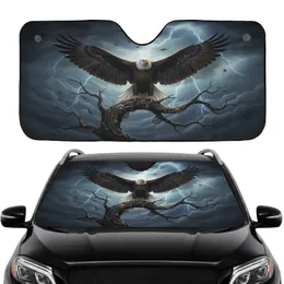 Bald Eagle Steampunk Branch, Turbulent Lightning Storm - Wildlife Lover Gift Car Sunshade