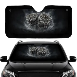Highly Detailed Snarling Black White Jaguars Fangs Bared - Wildlife Lover Gift Car Sunshade