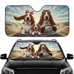 Basset Hounds Road Trip Adventure - Dog Lover Travel Essentials Gift Car Sunshade