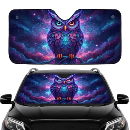 Psychedelic Cosmic Owl Mandala Nebula Stardust - Boho Lifestyle Gift for Art Lovers Car Sunshade