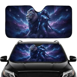 Majestic Lion Celestial Woman Nebula Starfield - Epic Cosmic Fantasy Art Lover Gift Car Sunshade