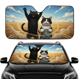 Black Tuxedo Cats Adventure Drive Golden Plains - Road Trip Fun Cat Lover Gift Car Sunshade