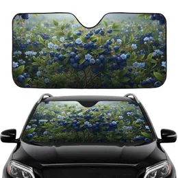 Blueberry Plants Ripe Blue Berries Delicate Flowers Lush Foliage - Nature Lover Gift Car Sunshade