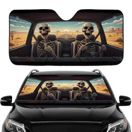 Grinning Skeletons Desert Road Trip - Wild Adventure Auto Accessory Car Sunshade
