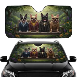 Cheerful French Bulldogs Suits Sunglasses Garden Bench - Animal Lover Auto Decor Gift Car Sunshade