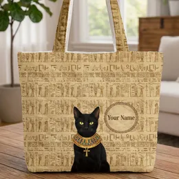 Black Cat Egyptian Hieroglyphs Medallion Ankh - Ancient Egypt Lover Gift Quilted Tote Bag