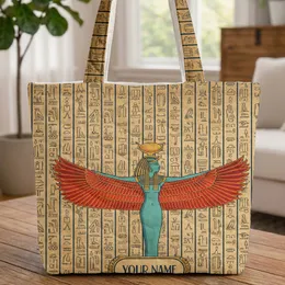 Winged Egyptian Deity Ma'at Isis Hieroglyphs - Ancient Egypt Lover Gift Quilted Tote Bag
