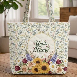 Floral Arrangement Name Hoop - Flower Lover Gift Quilted Tote Bag