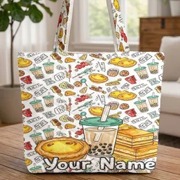 Hong Kong Street Food Egg Tart Bubble Tea Cakes Name - Everyday Foodie Gift Quilted Tote Bag