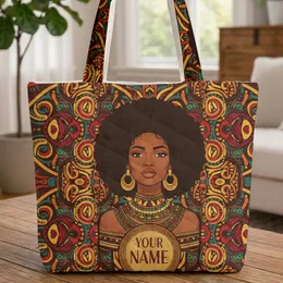 African Woman Afro Gold Jewelry - Heritage Lifestyle Gift for Her Quilted Tote Bag