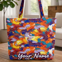 Vibrant Hand-lettered Brush Script Dense Impasto Swirls - Painterly Art Lover Gift Quilted Tote Bag