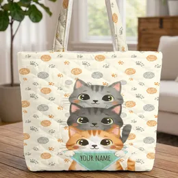 Three Stacked Cats Paw Prints Yarn Balls - Everyday Birthday Gift for Cat Lovers Quilted Tote Bag