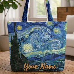 Starry Night Village Cypress Tree - Art Lover Everyday Tote Gift Quilted Tote Bag