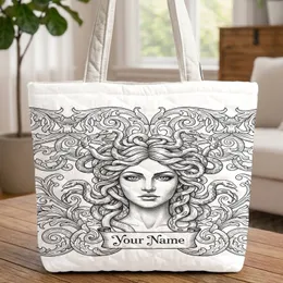 Medusa With Writhing Snakes Serpentine Acanthus Scrollwork - Mythology Lover Gift Quilted Tote Bag