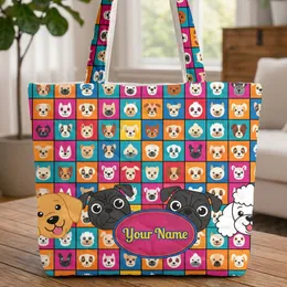 Adorable Cartoon Dog Faces - Dog Lover Gift for Pet Parents Quilted Tote Bag