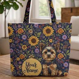 Yorkshire Terrier Hoop Autumn Botanicals - Dog Lover Gift Quilted Tote Bag