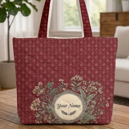 Personalized Patriotic Wildflowers Stars Medallion - American Flora Independence Day Gift Quilted Tote Bag