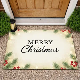 Merry Christmas Evergreen Berry Fairy Lights - Christmas Home Decor Doormat