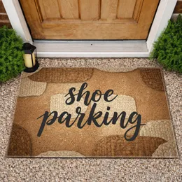 Shoe Parking Calligraphy Richly Textured Natural Fiber Home Decor Gift Doormat
