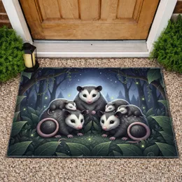 Opossum Family Nocturnal Forest Moonlight - Wildlife Lover Gift Doormat