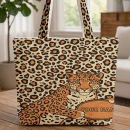 Enamel Plaque Leopard Animal Spots - Wildlife Lover Everyday Carry Gift Quilted Tote Bag
