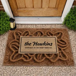 Custom Name Rustic Burlap - Farmhouse Home Decor Gift for Couples Doormat